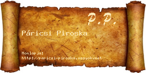 Páricsi Piroska névjegykártya