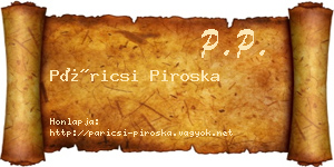 Páricsi Piroska névjegykártya